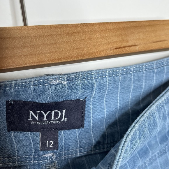 NYDJ High Rise Brigitte Wide Leg Capri Pants Blue Striped Womens 12 Chambray - Picture 5 of 9